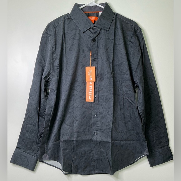 TALLIA Men's Charcoal Patterned Button Down Shirt Large new - Picture 1 of 8